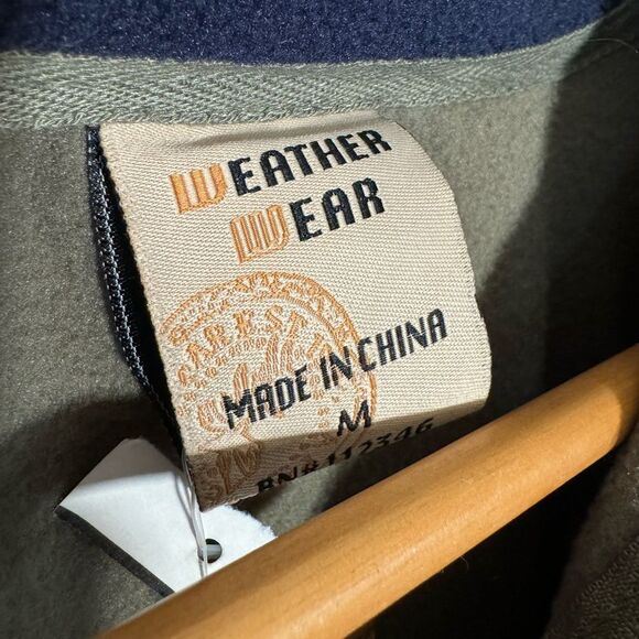 Men’s Olive Weather Wear 1/4 Zip Fleece Jacket Size M NWT - Picture 5 of 5